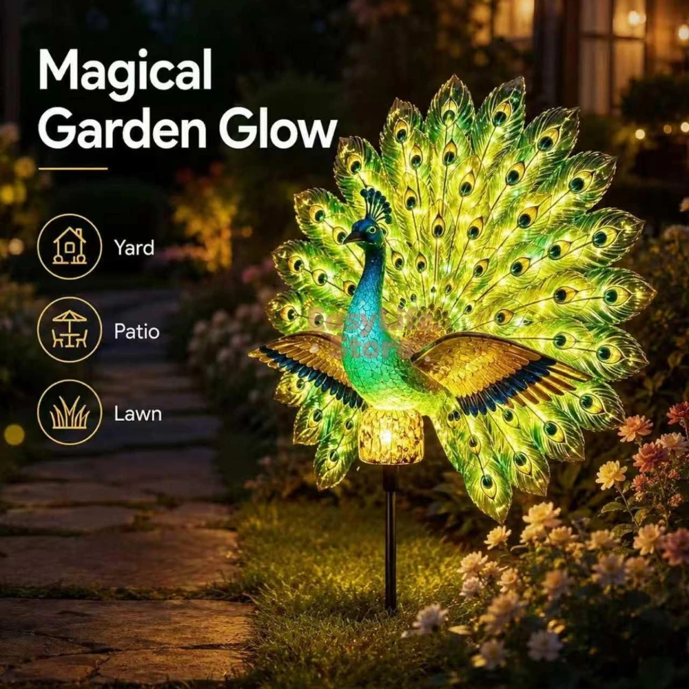 Smart Garden Ornaments - Escultura de Pavo Real Solar para